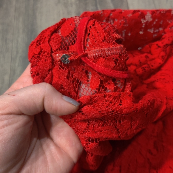 Free People Hearts Delight Red Lace Long Sleeve Dress - Picture 6 of 9
